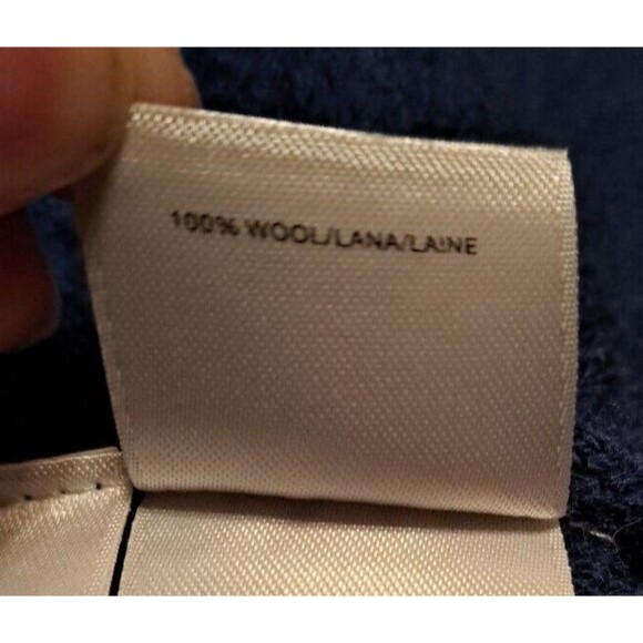 Kasper Boiled Wool Cardigan Jacket Blue Fringe Drape Open Front Size L - Picture 10 of 11